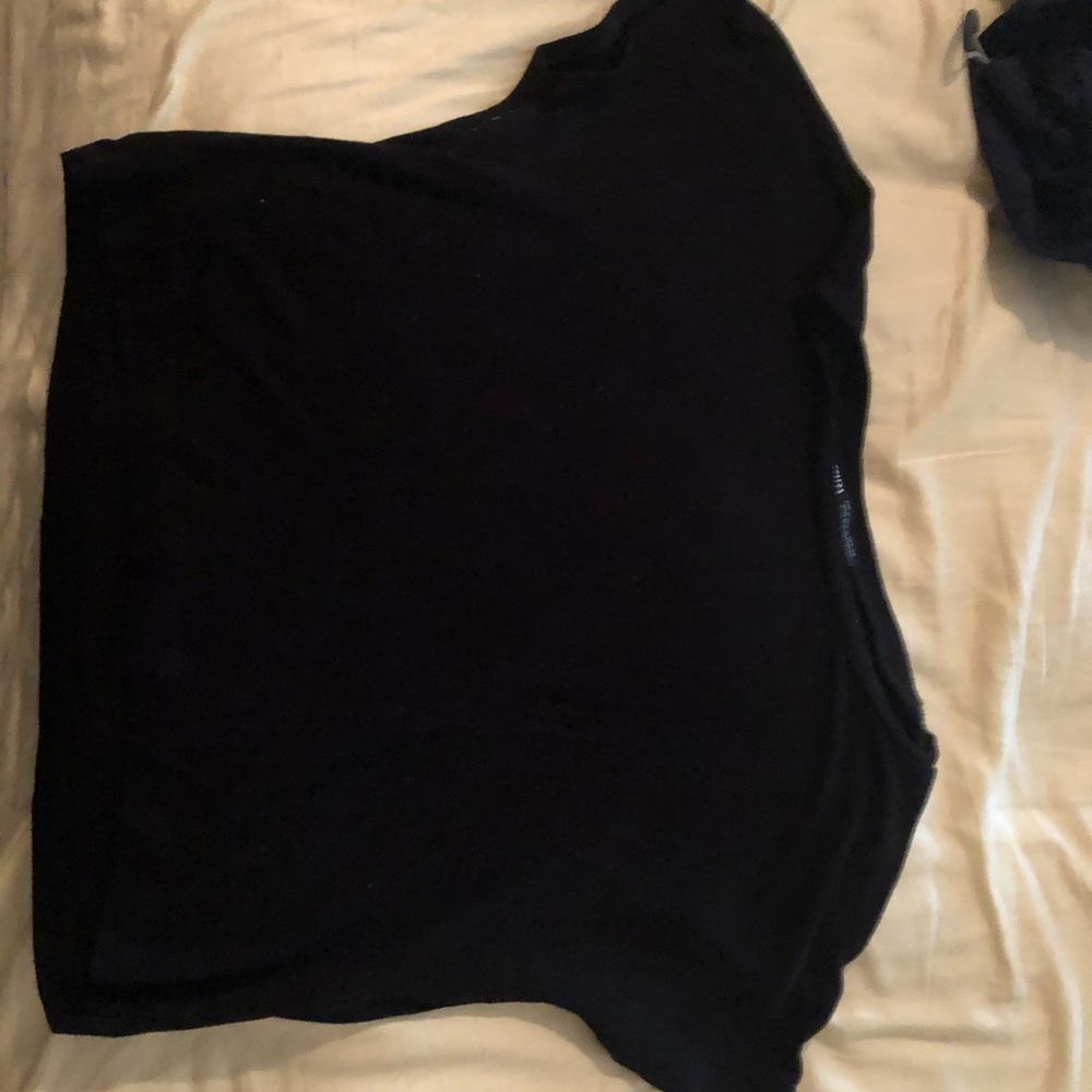 Zara cotton black cropped short sleeve t size S